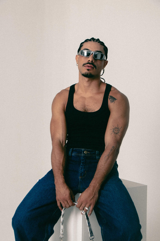 TANK TOP CROP RICARDO NEGRO