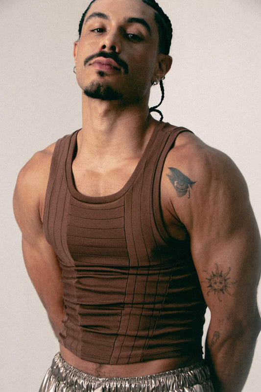 TOP ACANALADO JUEGO DE RAYAS MOKA