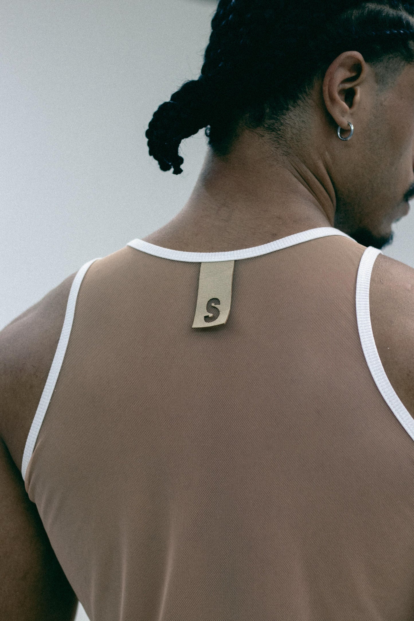 TANK TOP MESH SKINLINE NUDE SESGO IVORY