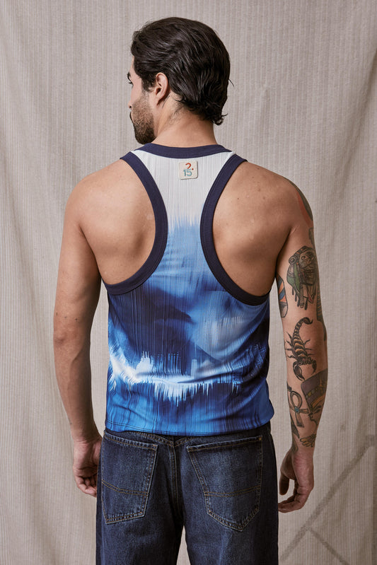 TANK TOP CON ESTAMPADO ABSTRACTO EN TONOS AZULES