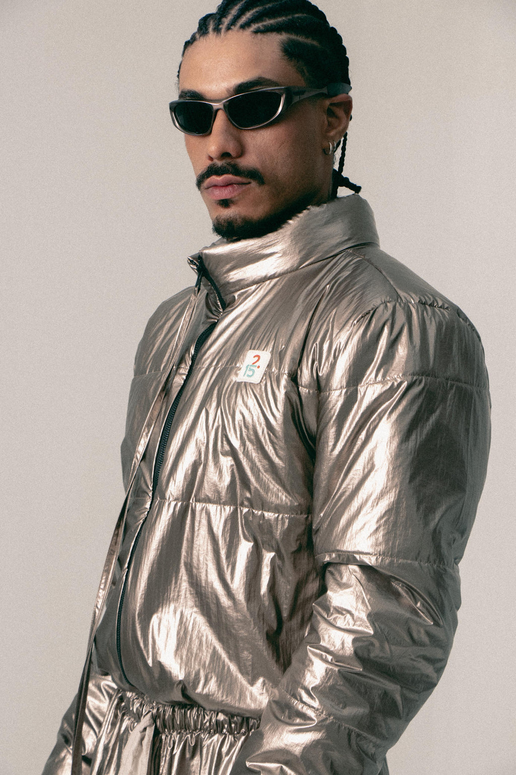CHAQUETA METALIZADA PUFFER AXON COBRE