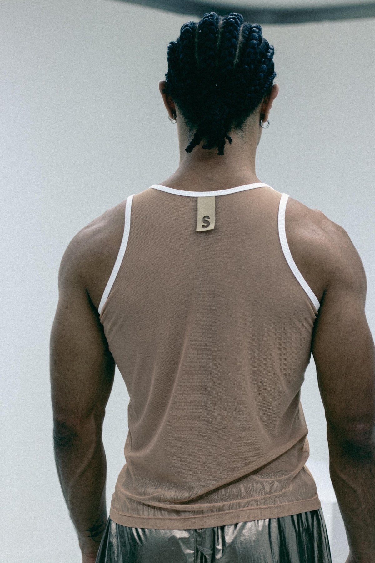 TANK TOP MESH SKINLINE NUDE SESGO IVORY