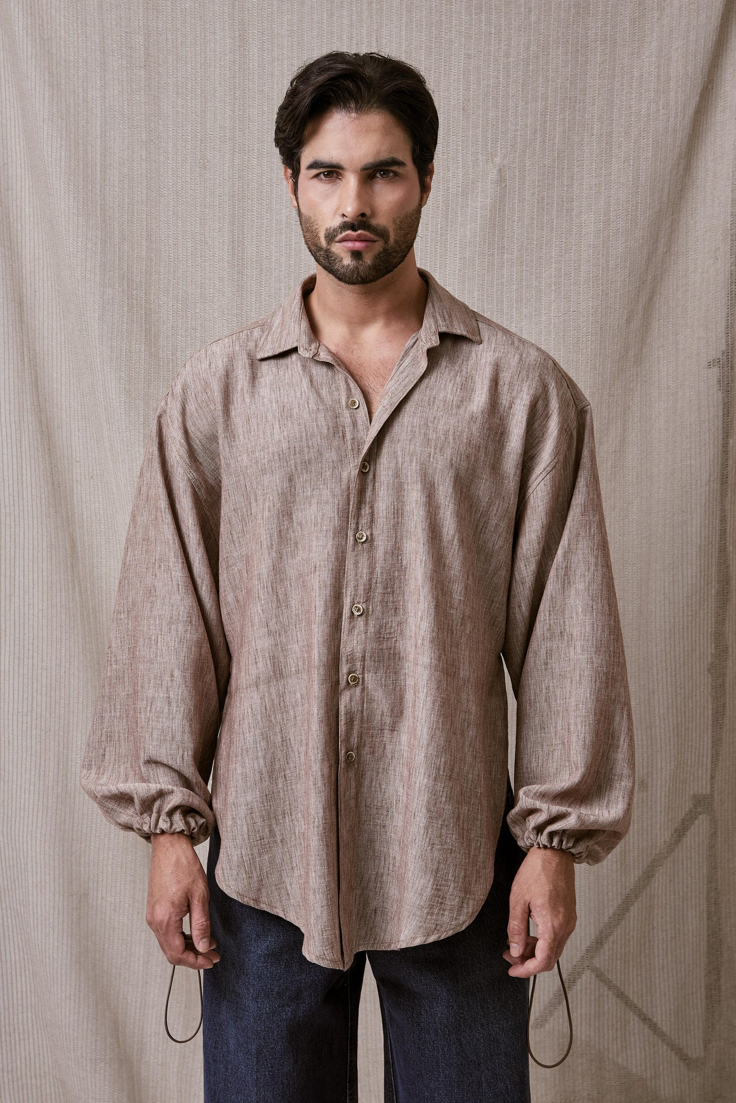 CAMISA OVERSIZE EN LINO TEXTURIZADO