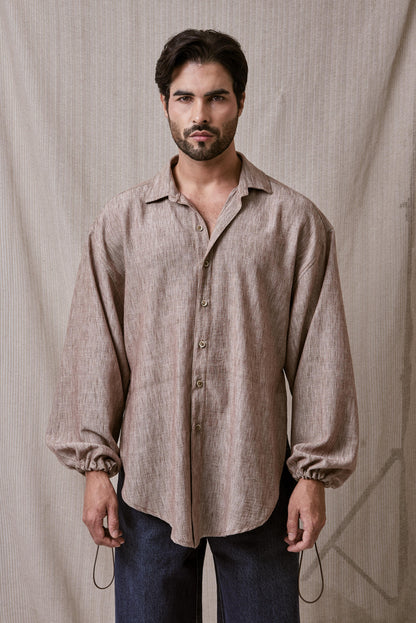 CAMISA OVERSIZE EN LINO TEXTURIZADO