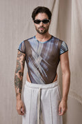 BODY MESH CON ESTAMPADO ABSTRACTO Y ESPALDA ABIERTA