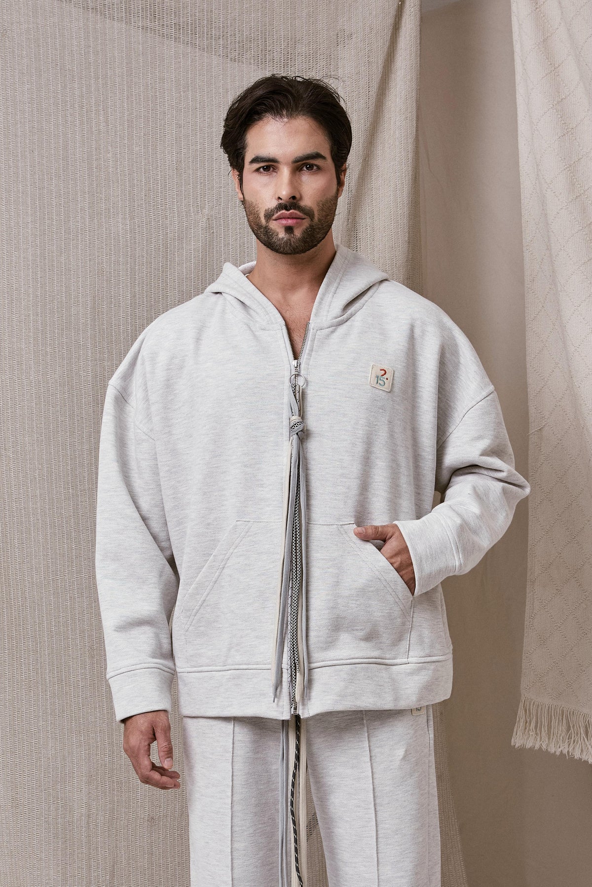 HODDIE GRIS JASPE OVERSIZE